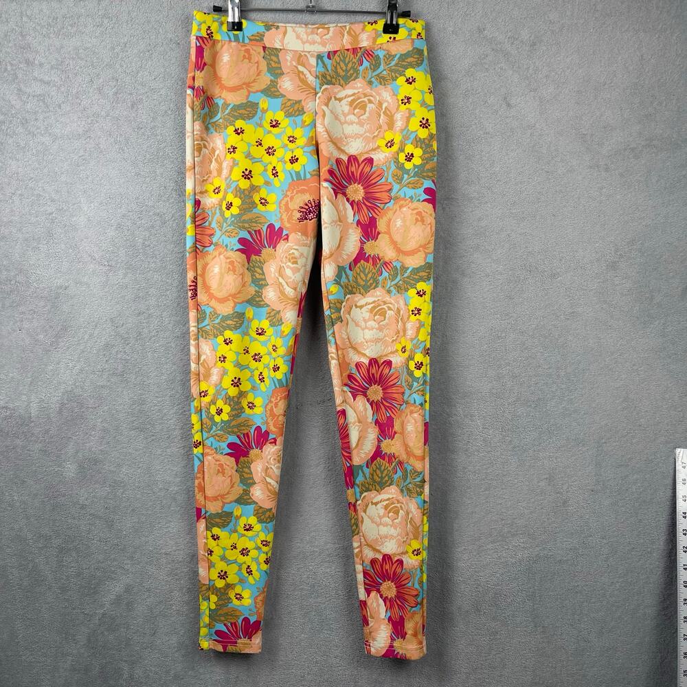 Nicki Minaj Womens Floral Leggings SZ S Bold Retro 60s Mod Bright Bloomcore
